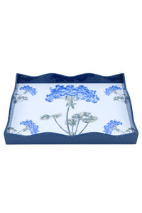 Blue Hydrangea Lacquerware Scalloped Tray