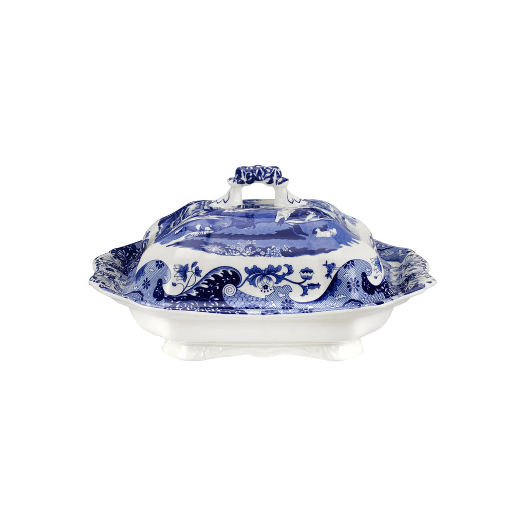 Blue Italian Vegetable Dish with Cover