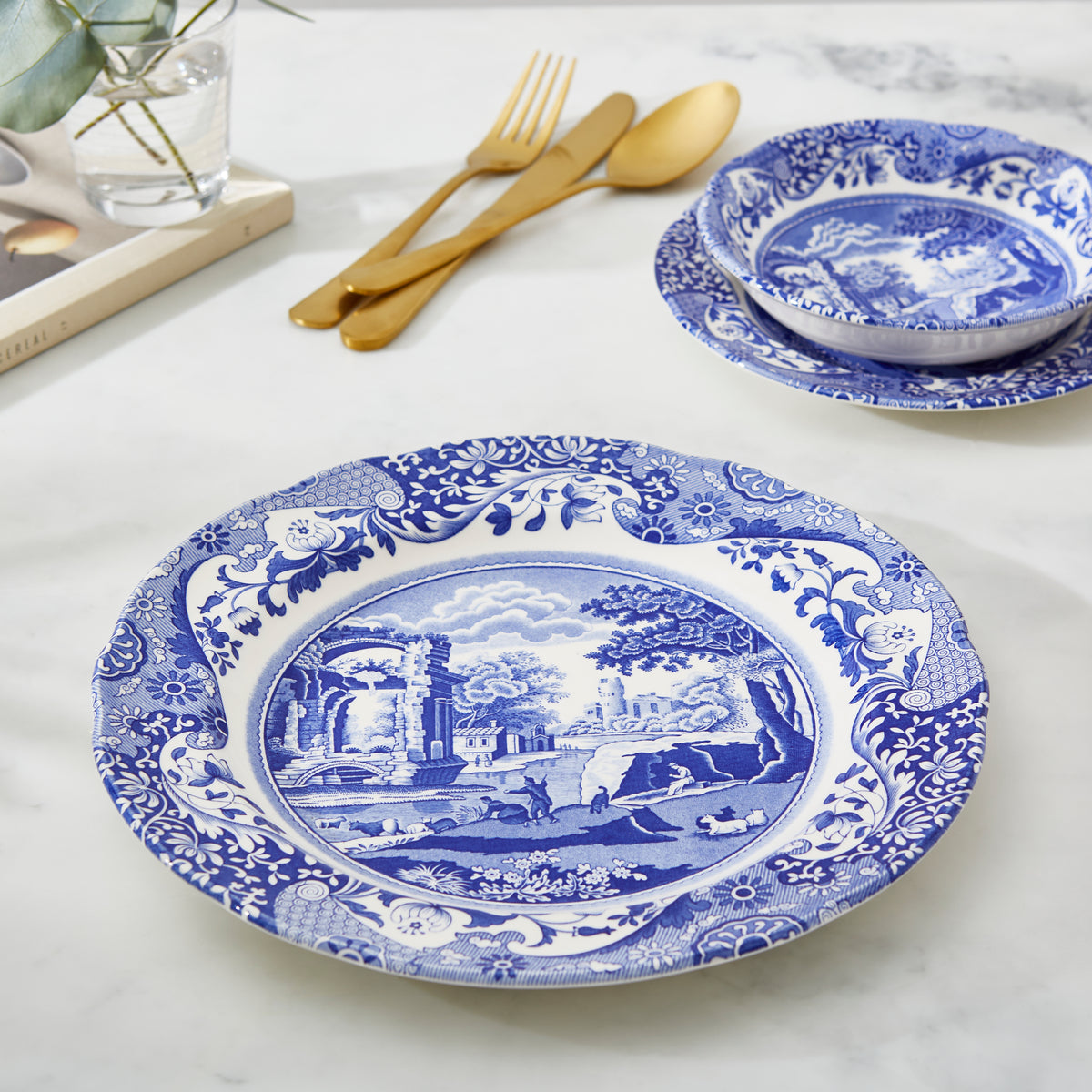 Blue Italian Dinner Plates, Set of 4
