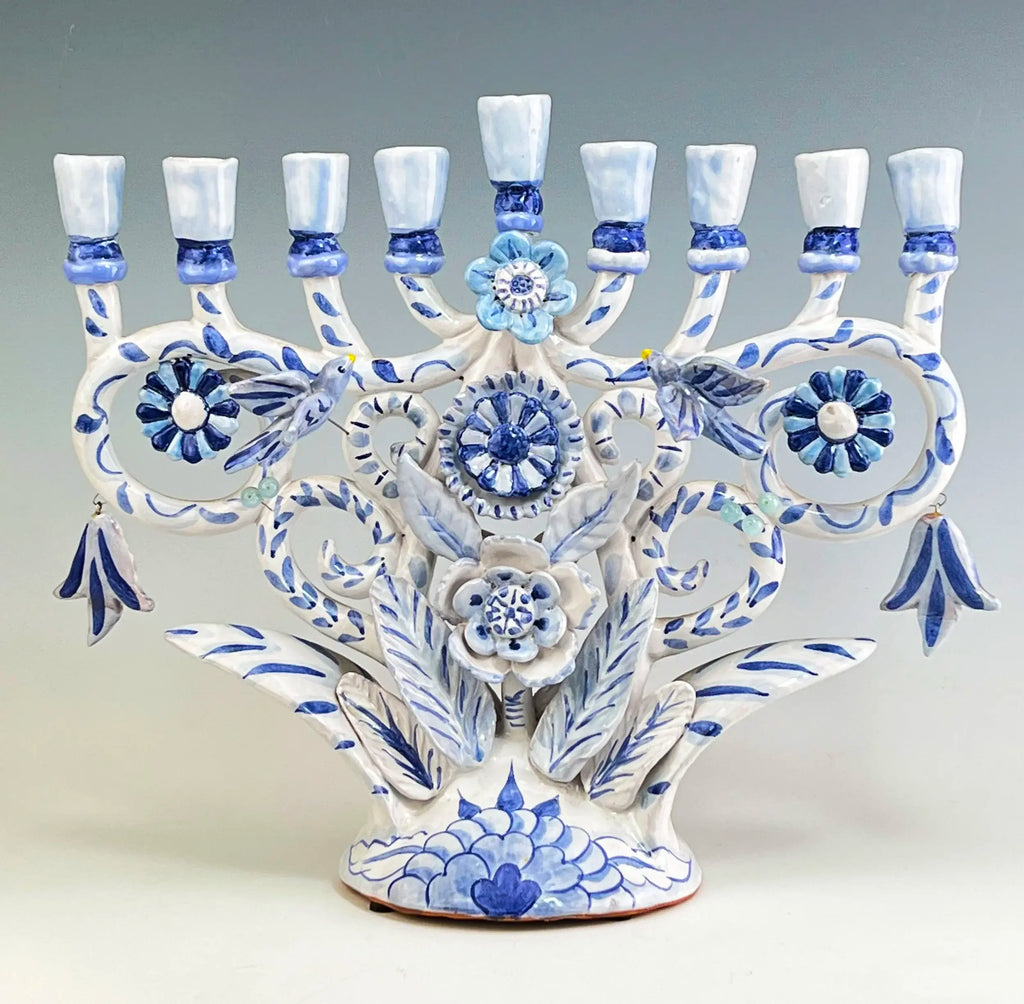 Menorah Blue and White