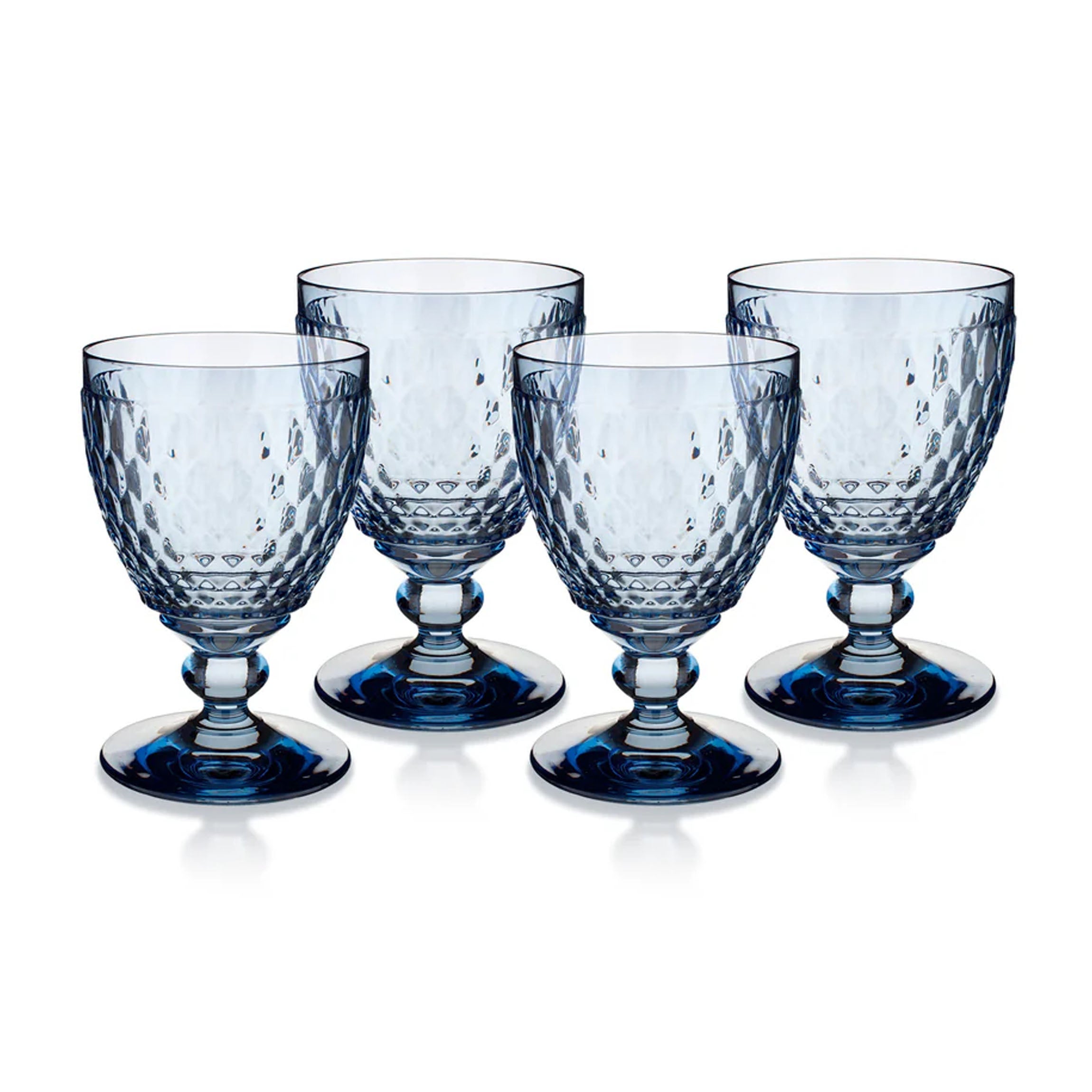 Boston Colored Water Goblet in Blue, Set of 4