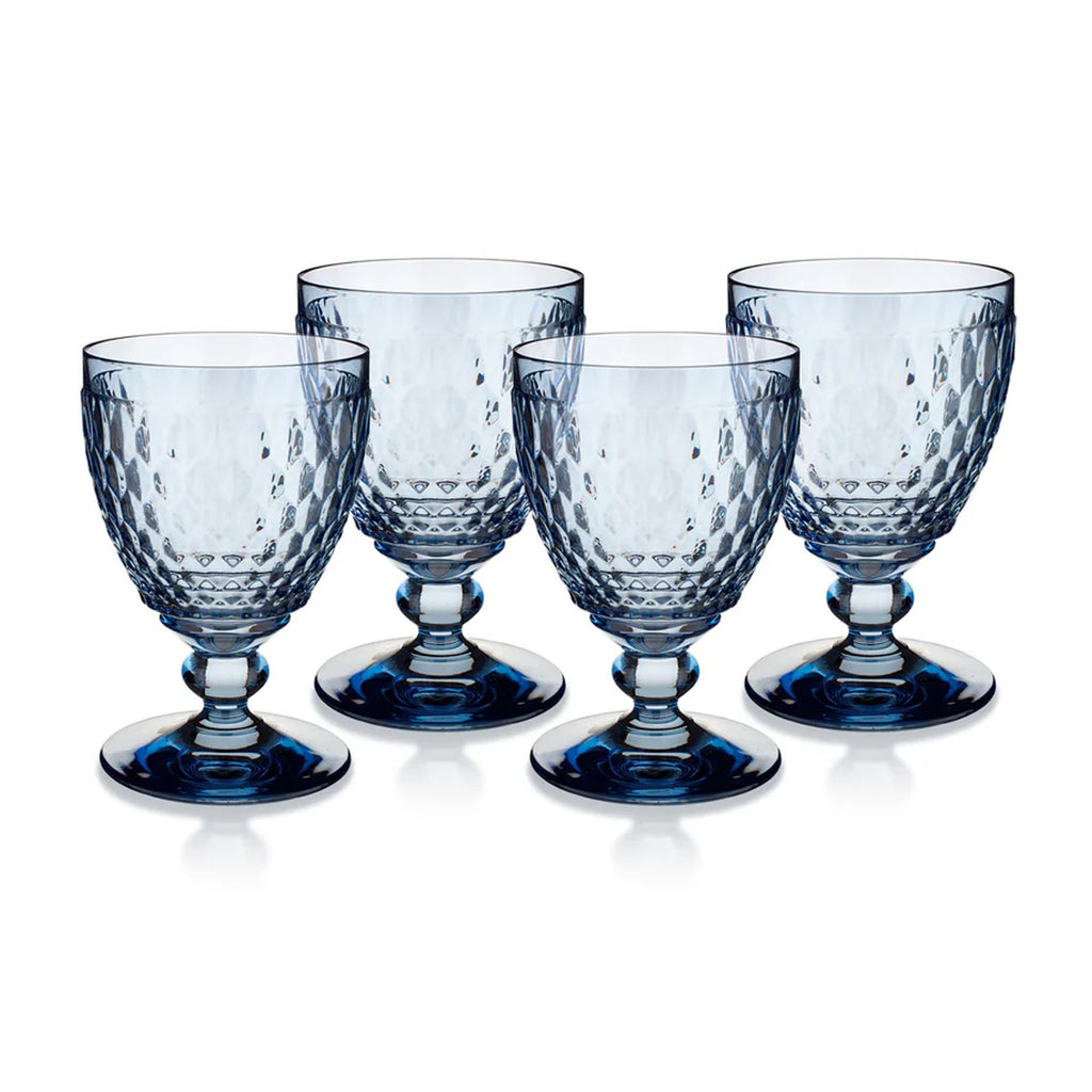 Boston Colored Water Goblet in Blue, Set of 4