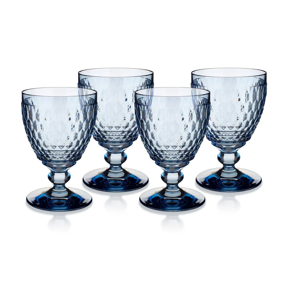 Boston Colored Water Goblet in Blue, Set of 4