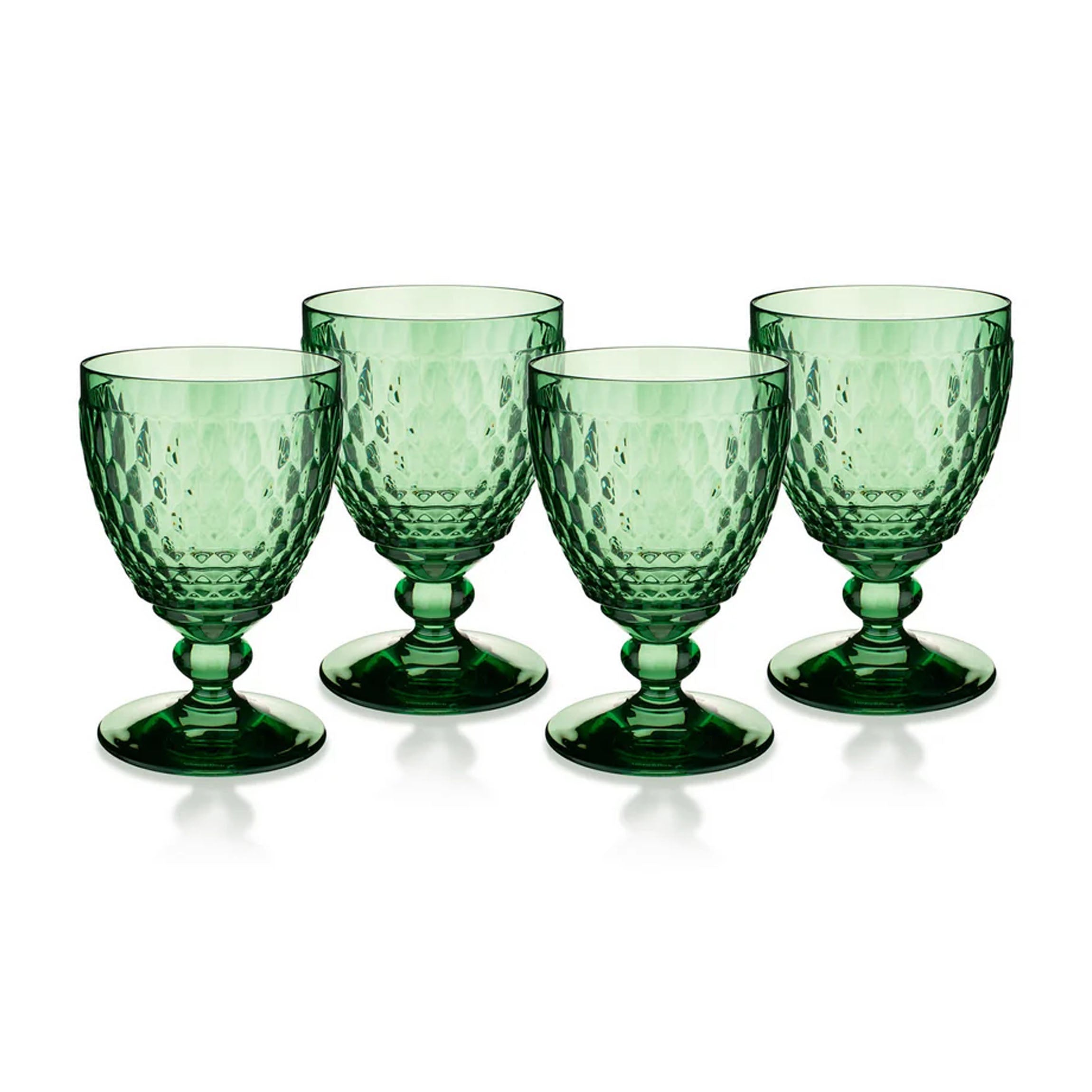 Boston Colored Water Goblet in Green, Set of 4