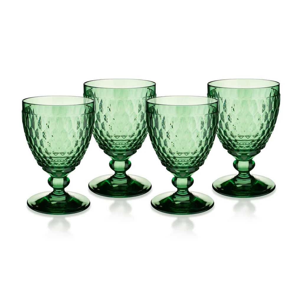 Boston Colored Water Goblet in Green, Set of 4