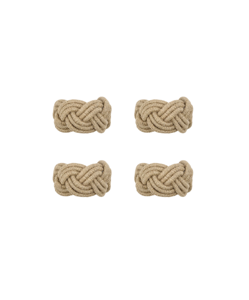 Rebecca Udall Set of 4 Braided Rope Napkin Rings, White Background