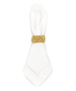 Rebecca Udall Set of 4 Braided Napkin Rings, Antique Gold with napkin