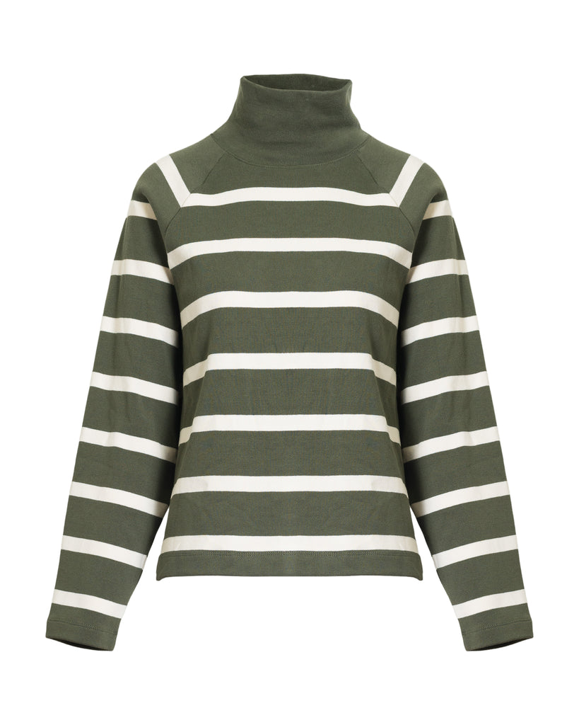 Brinkley Pullover in Army & Chalk Wide Stripe