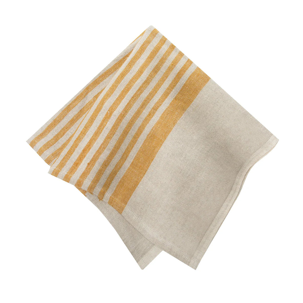 Brittany Natural Napkins in Natural & Mustard, Set of 4