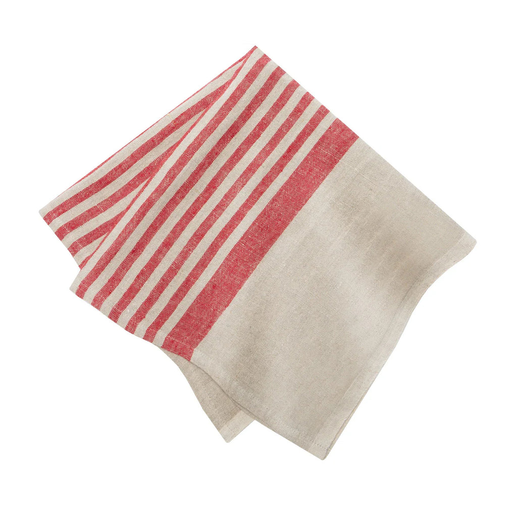 Brittany Natural Napkins in Natural & Red, Set of 4