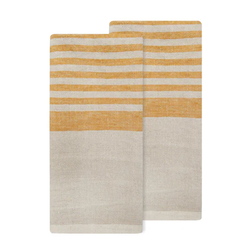 Brittany Natural Tea Towels in Natural & Mustard, Set of 2