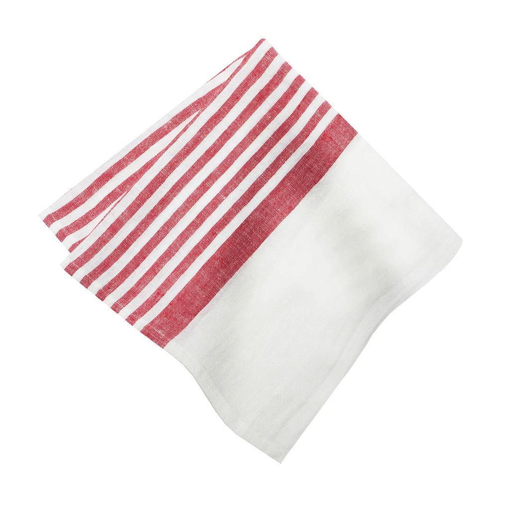 Brittany White Napkins in White & Red, Set of 4