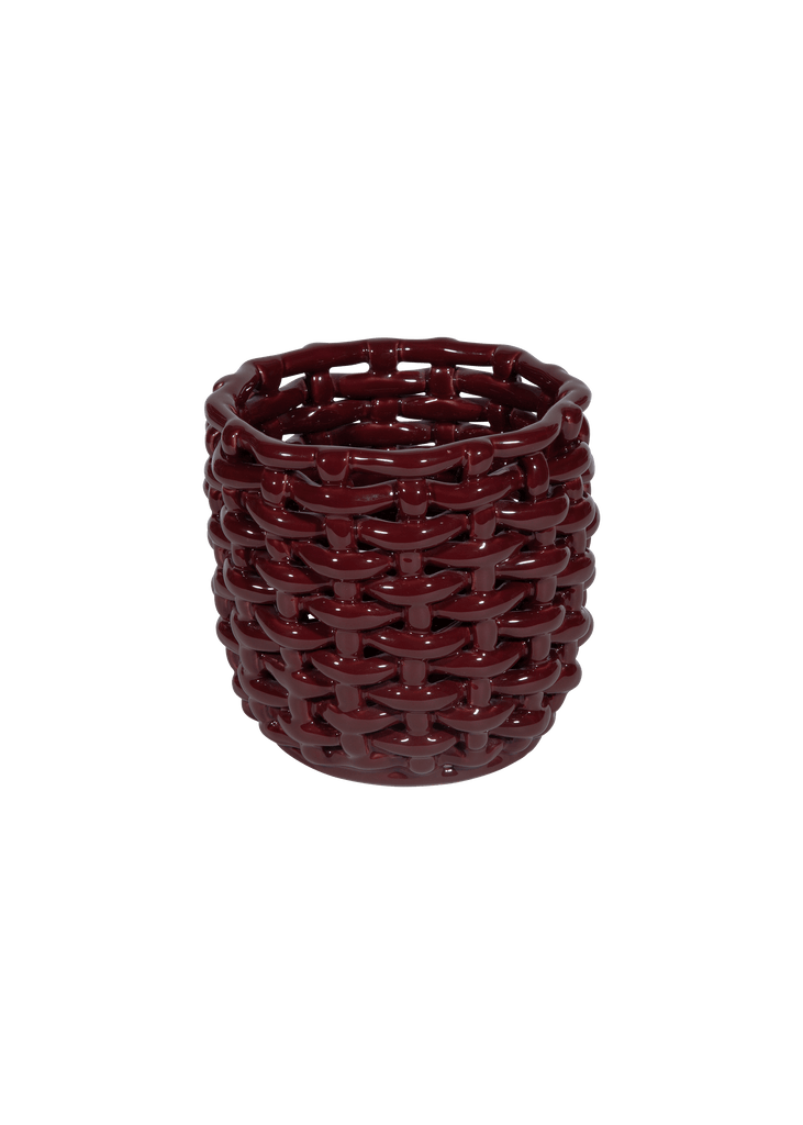 Burgundy Basketweave Planter