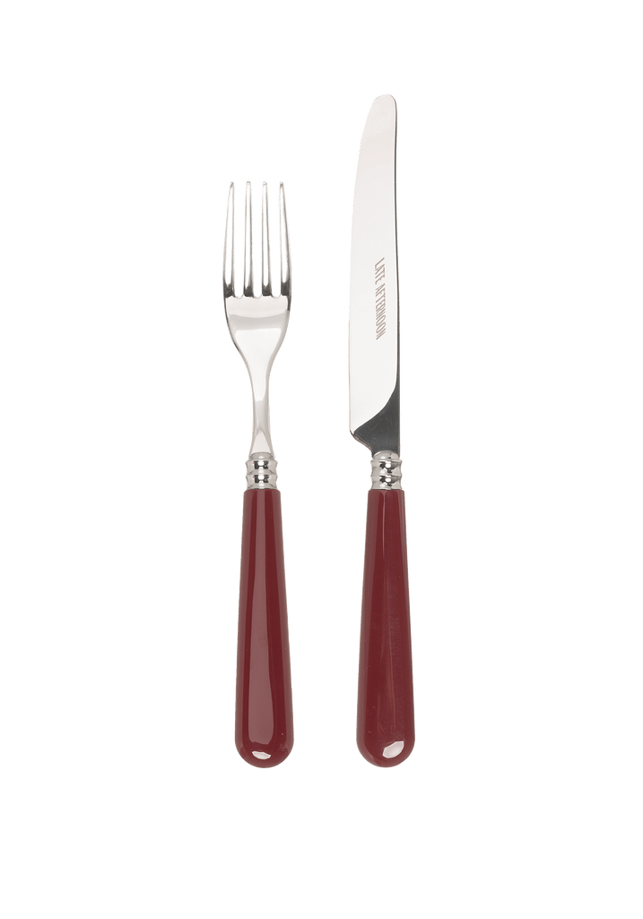 Late Afternoon Burgundy Knife and Fork Set