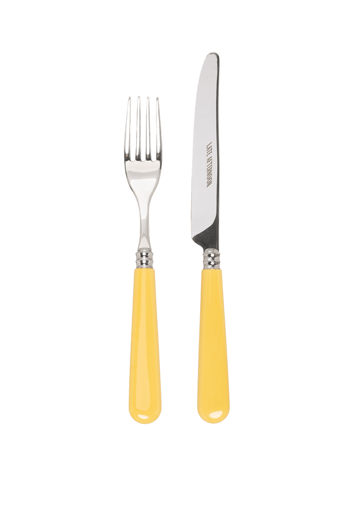 Late Afternoon Butter Yellow Knife and Fork Set