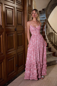 The Carmen Dress in Pink Peony Print