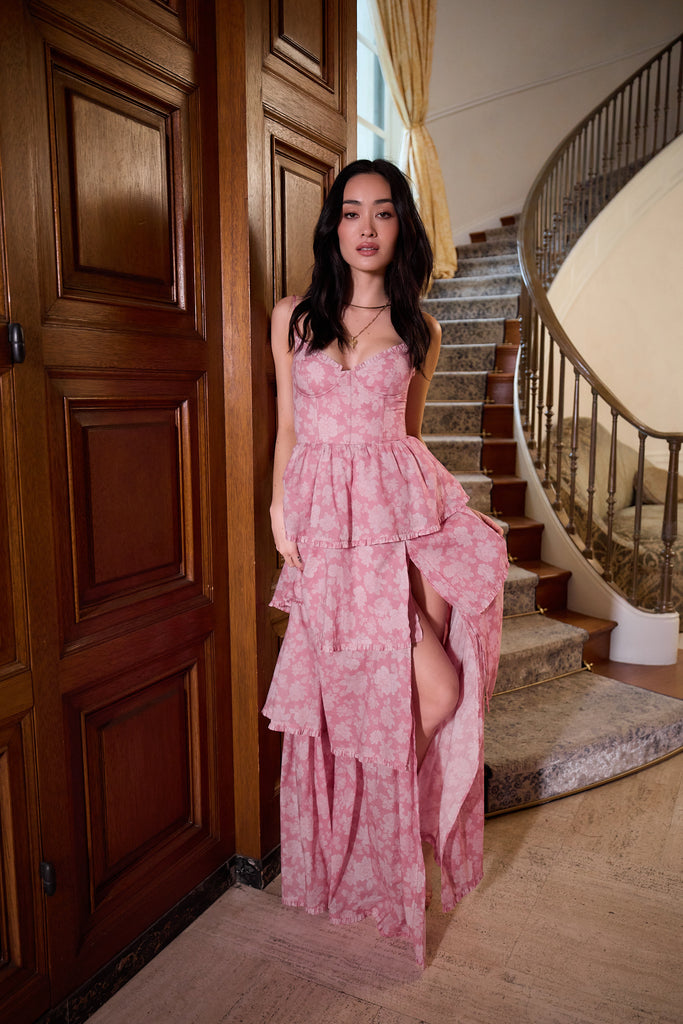 The Caterina Dress in Pink Peony Print