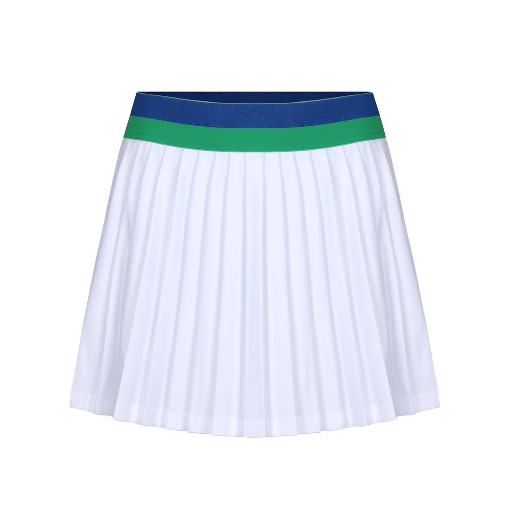 Cricket Skort in White with Blue & Green Trim