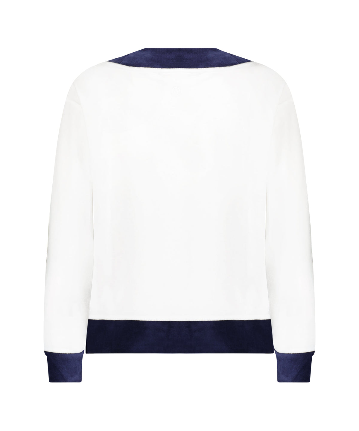 Farrah Pullover in White with Navy Trim