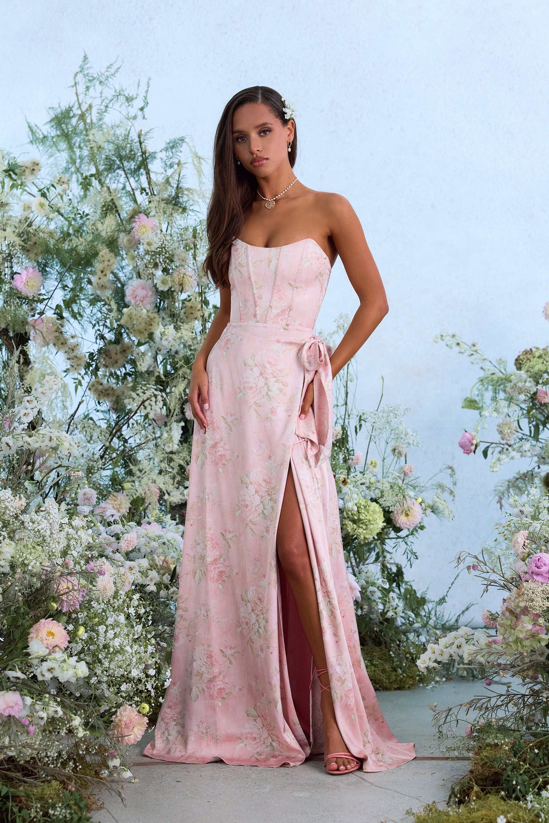 The Cecilia Dress in Light Pink Tapestry Rose