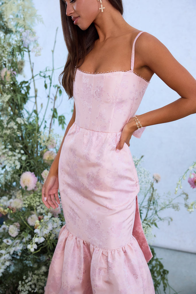 The Cherie Dress in Light Pink Windsor Brocade