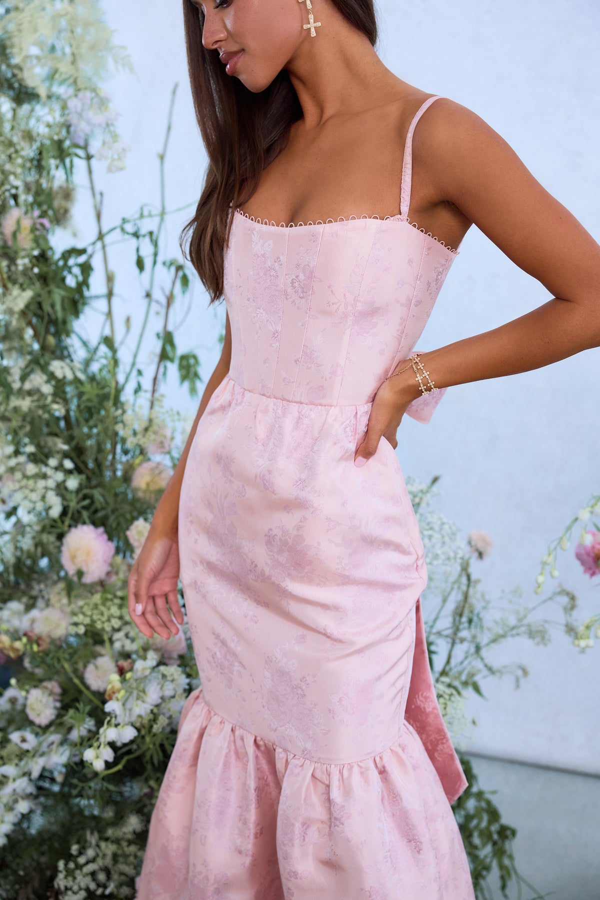 The Cherie Dress in Light Pink Windsor Brocade