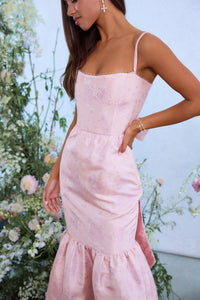 The Cherie Dress in Light Pink Windsor Brocade
