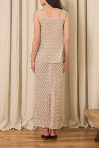 Chloe Tank in Crystal Lattice Embroidery