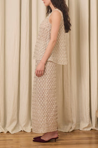 Chloe Tank in Crystal Lattice Embroidery