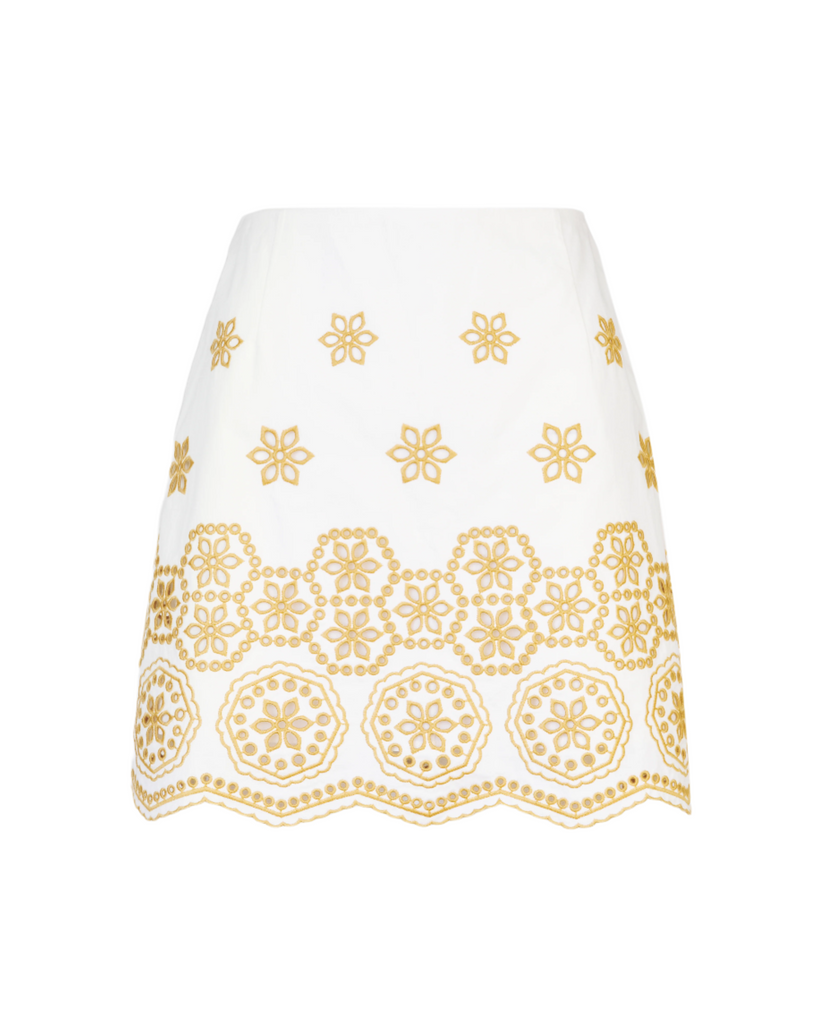 Clarisse Skirt in Ivory & Marigold
