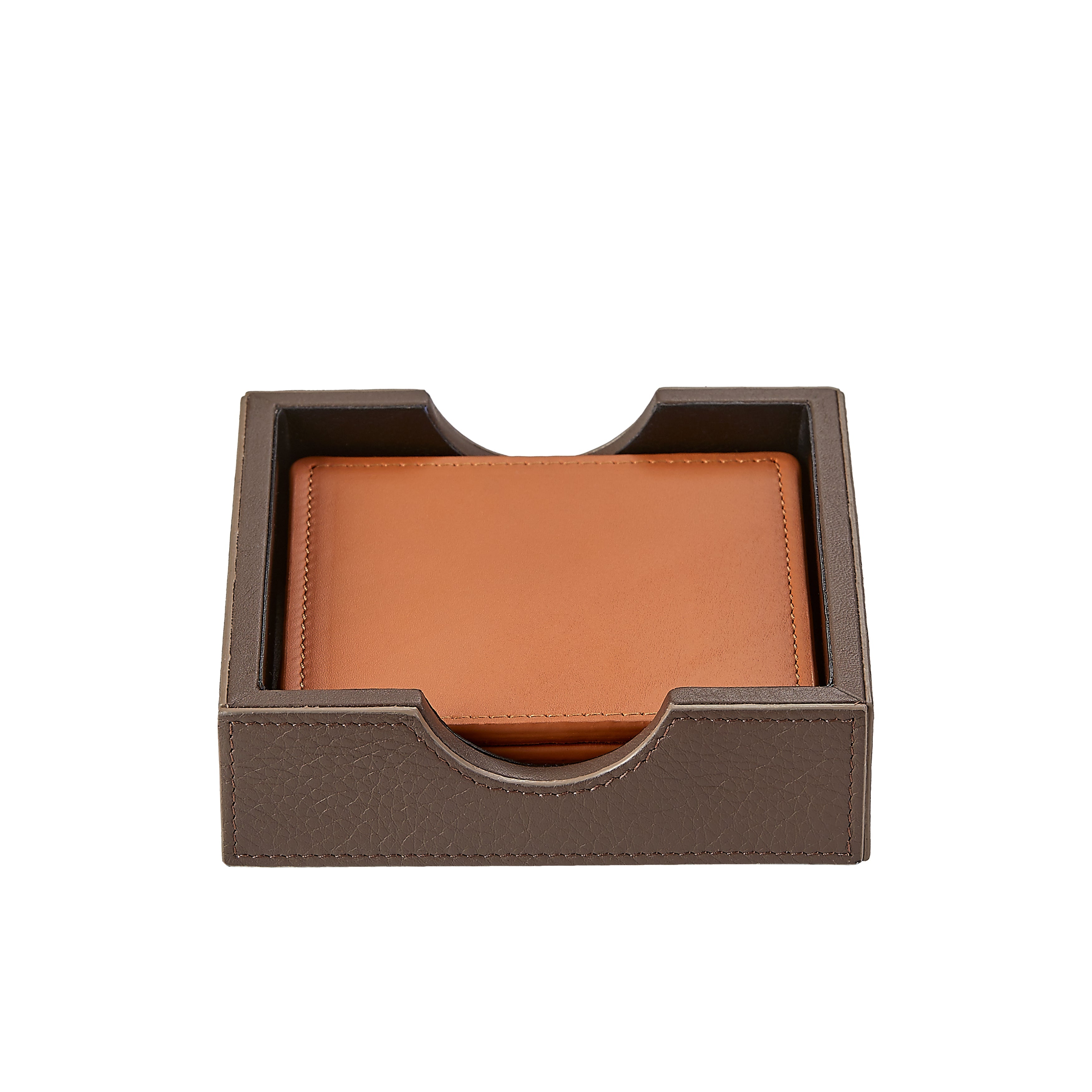 Square Coaster Set in British Tan
