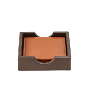 Square Coaster Set in British Tan