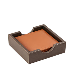 Square Coaster Set in British Tan