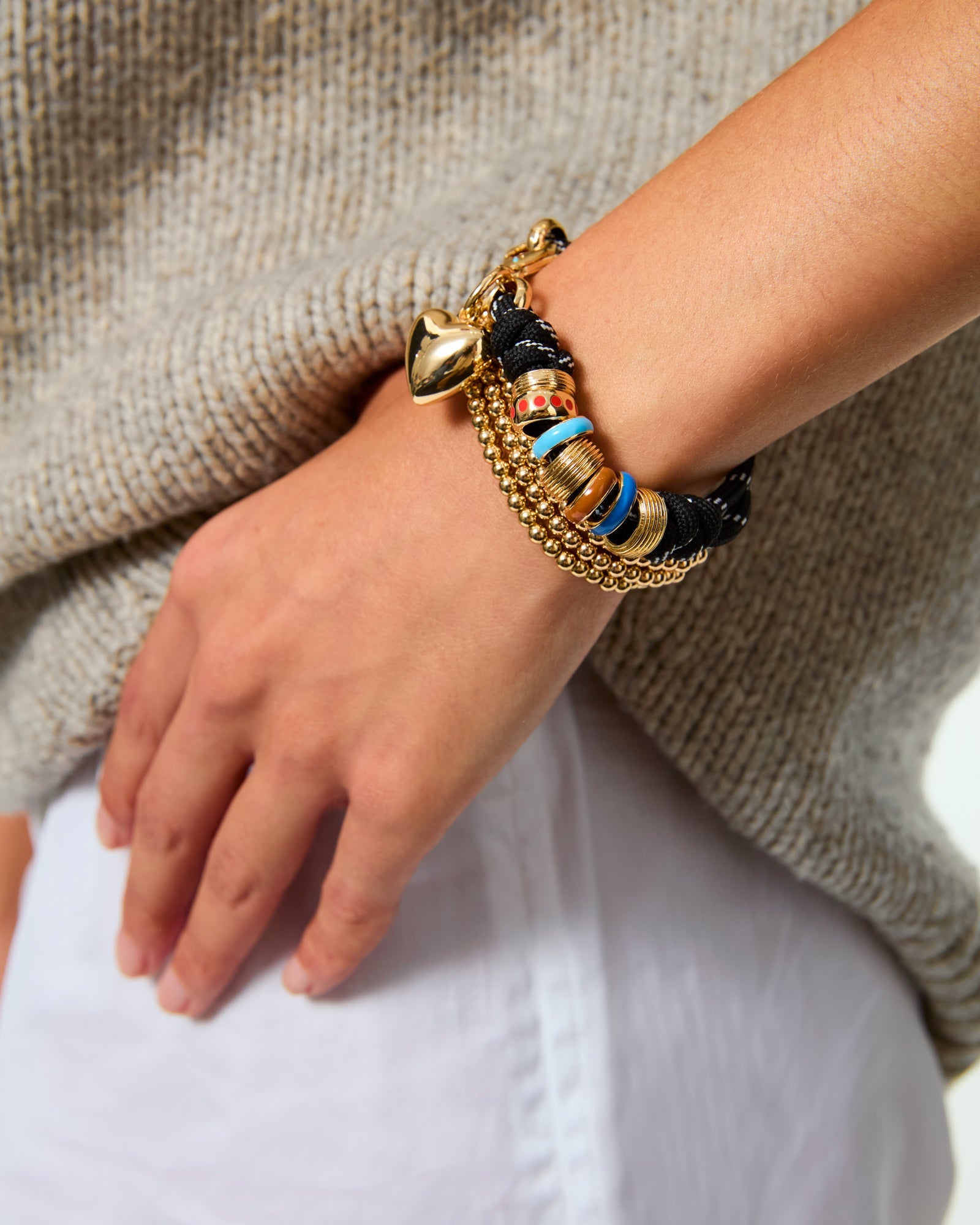 The Super Size Happy Cord Bracelet in Black