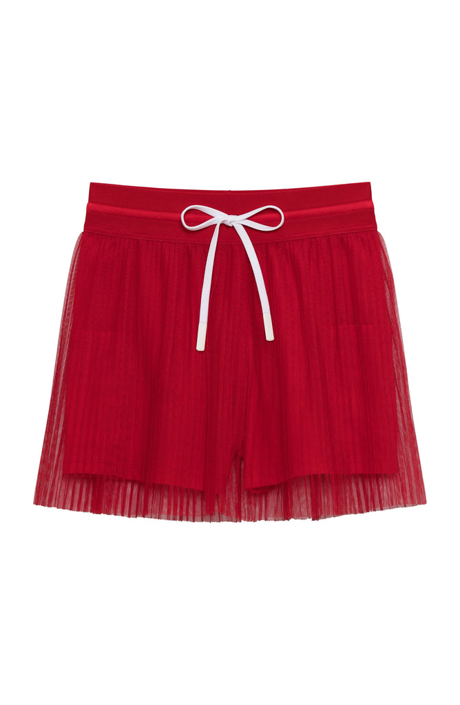 Pleated Skort in Red