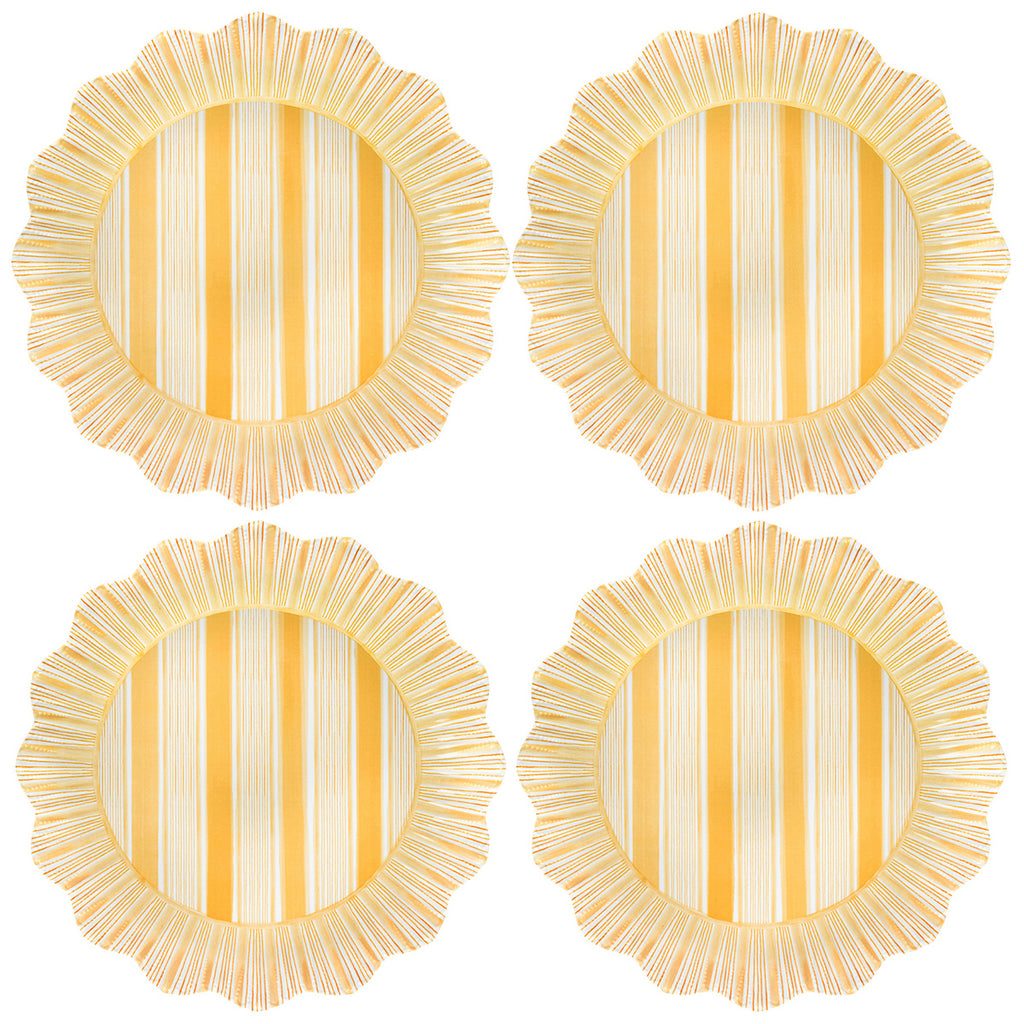 Cabana Stripe Melamine Dinner Plate, Set of 4 in Sunshine