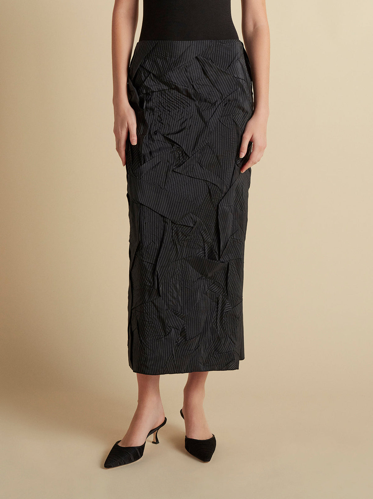 Crushed Pinstripe Tubino in Navy