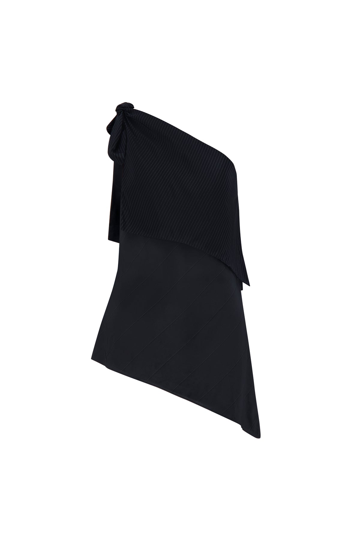 Pinstripe Triangle Draped Top in Black