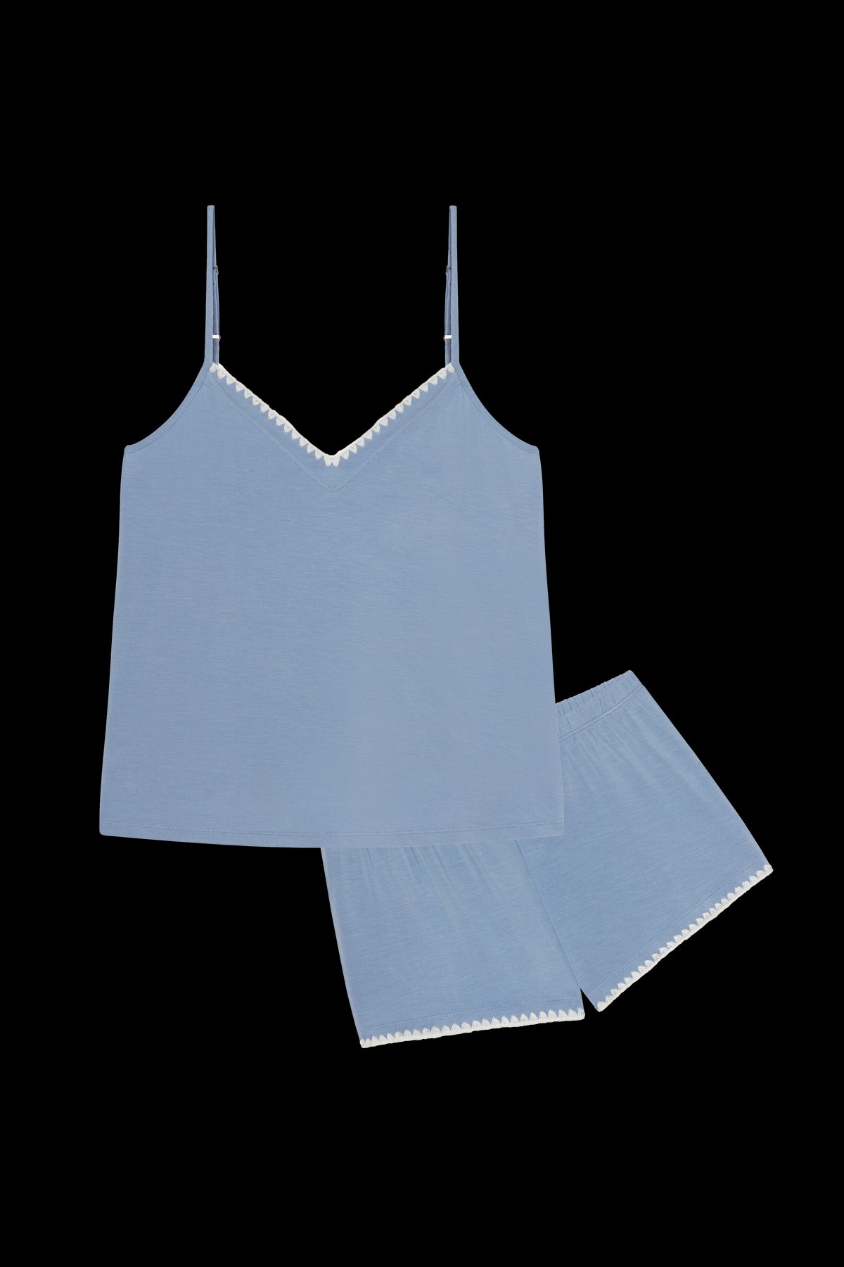 Frida TENCEL™ Modal Cami & Short PJ Set in Wedgewood Blue/Ivory