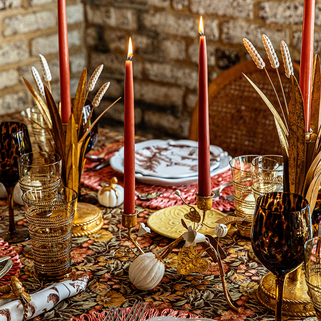 Forest Walk Pumpkin & Vine Double Candlestick Holder in Gold