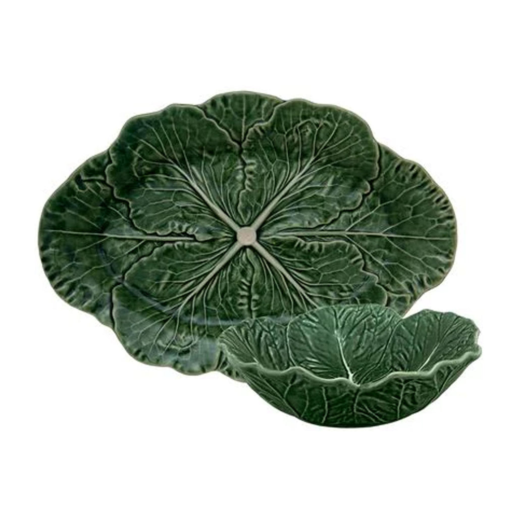Cabbage 2 Serving Piece Set in Green