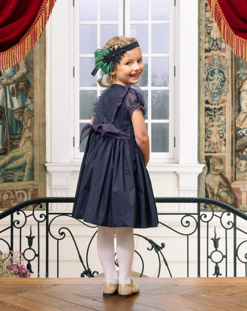 Camelia Navy Cotton Smocked Dress