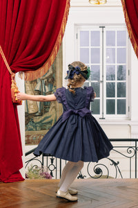 Camelia Navy Cotton Smocked Dress