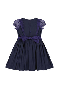 Camelia Navy Cotton Smocked Dress