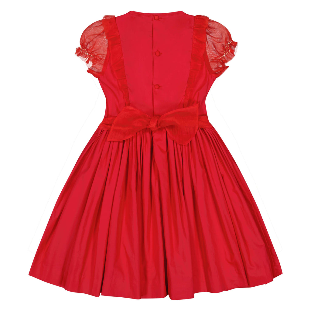 Camelia Red Cotton Smocked Dress