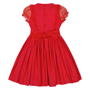 Camelia Red Cotton Smocked Dress