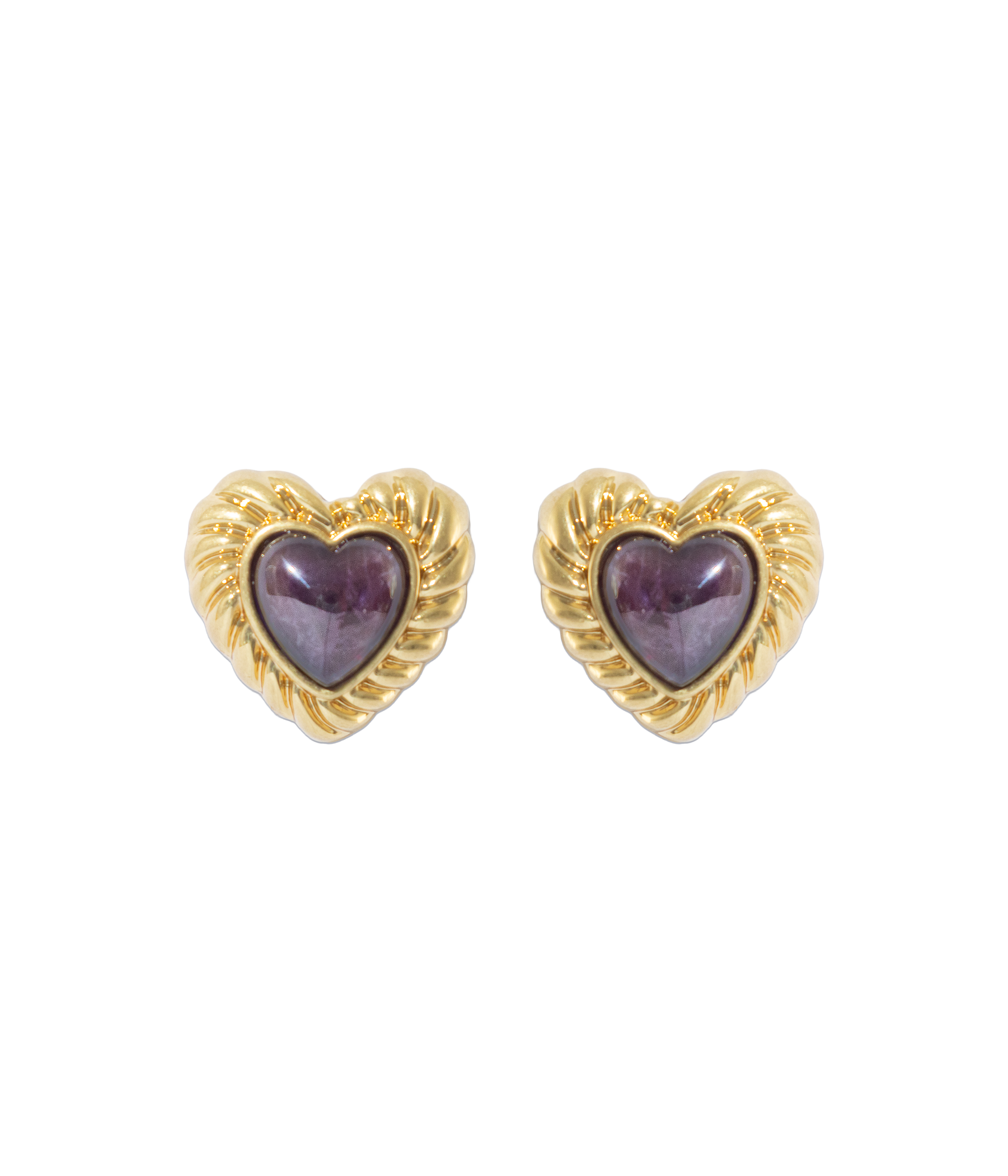 Camille Amethyst Heart Studs