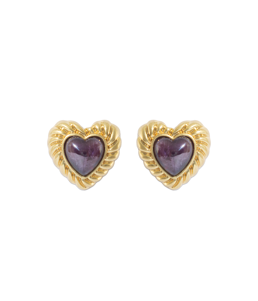Camille Amethyst Heart Studs