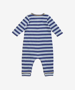 Campbell Romper in Navy Twin Stripe