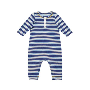 Campbell Romper in Navy Twin Stripe